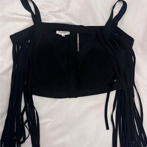 Mistress Rocks Black Fringe Tank Top